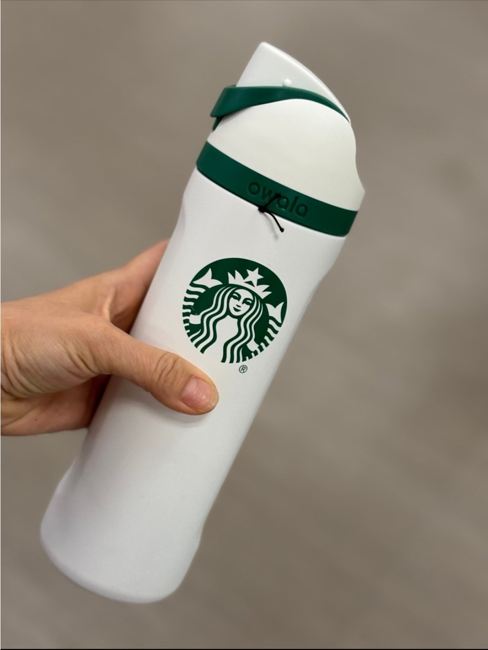 Starbucks x Owala 24 oz White Tumbler with Dark Green Logo and Accents